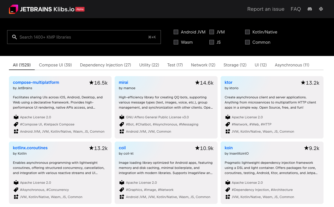 🚀✨ klibs.io: 1,400 Kotlin Multiplatform Libraries 🚀✨