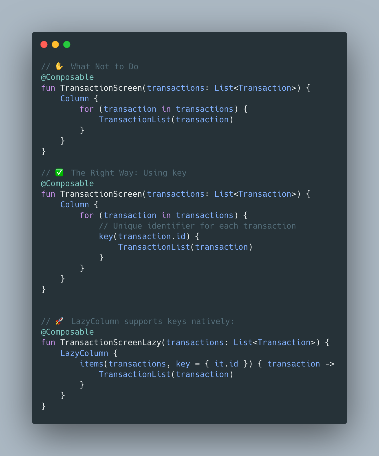 🔑 Avoid recompositions in Jetpack Compose with keys 💳📈